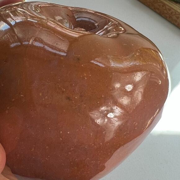 Studio Art Pottery Red Apple Paperweight Glossy Finish Pottery Art Handmade - Picture 11 of 14